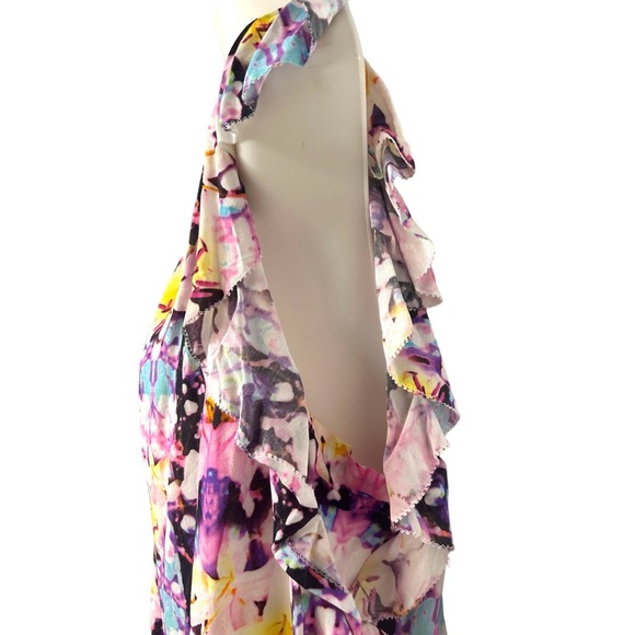 NWT Bebe Printed FLUTTER SLEEVE PRINT TOP Blouse Large - Picture 6 of 11